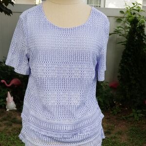 Banana Republic Periwinkle Lace Overlay Short Sleeve Top NWT Size Small